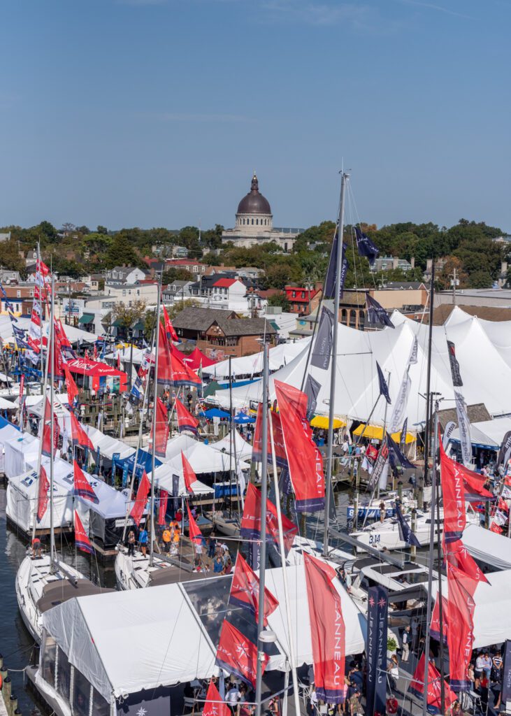 Aerial of the Annapolis Sailboat Show from Annapolis Waterfront Hotel